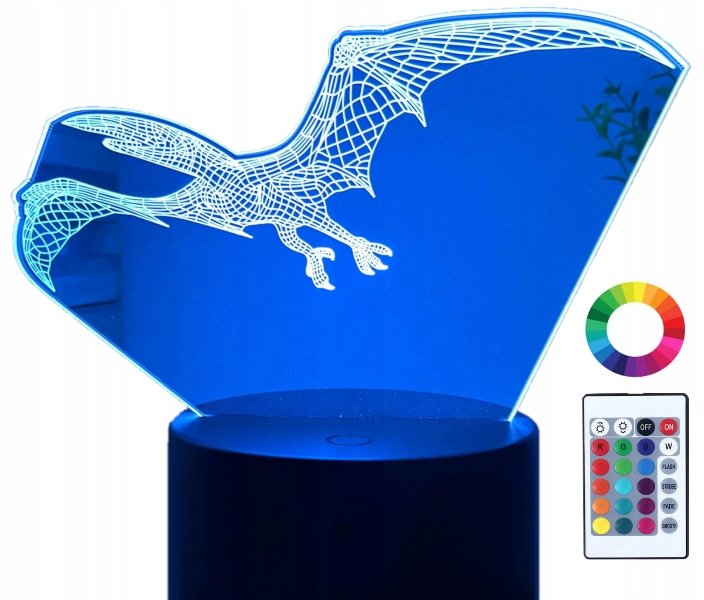 Lampka Nocna 3D Led Pterodaktyl Park Jurajski Imię