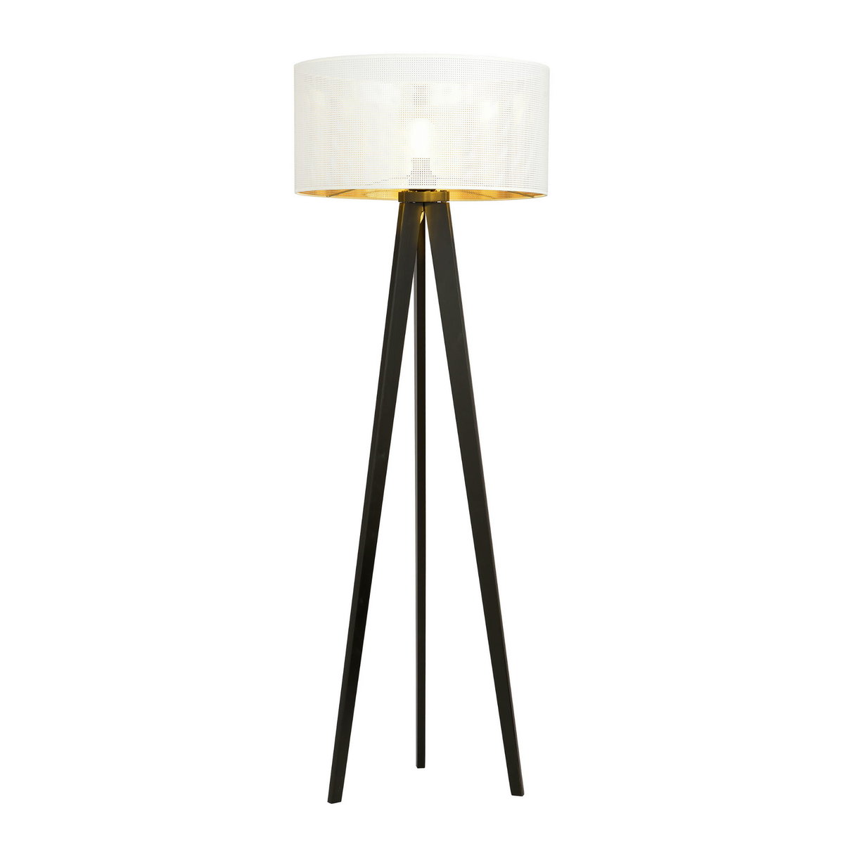 Emibig ASTON LP1 WHITE/GOLD 1147/LP1 lampa podłogowa drewniana duży oryginalny abażur 1147/LP1