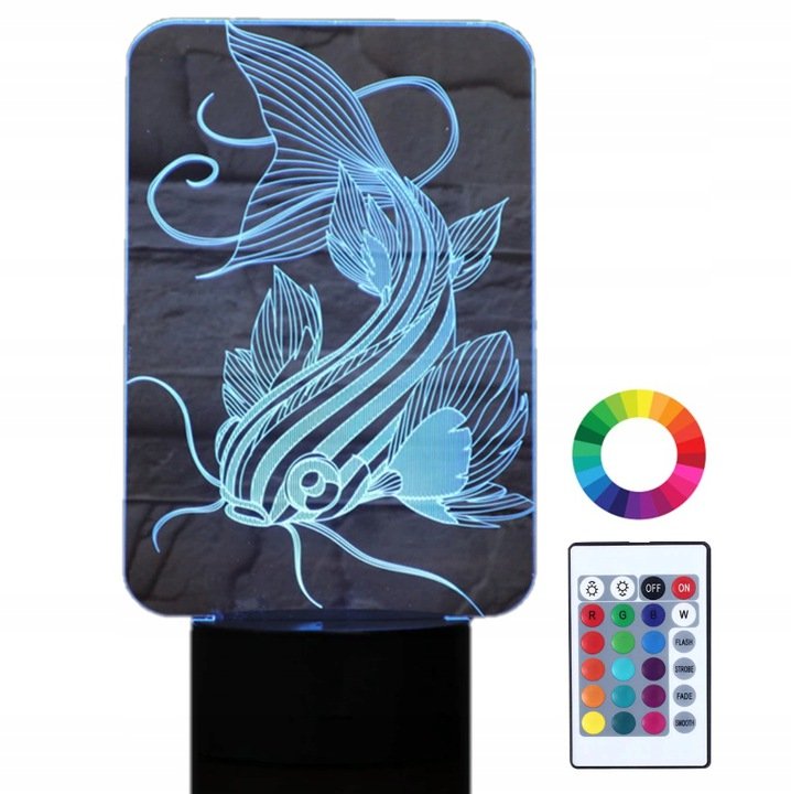 Lampka Nocna 3D Led Ryba Sum Grawer Imię Prezent