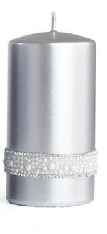 Lumarko Lumarko Świeca Walec Duży 7xh18cm Srebrna! BC5699 Mondex