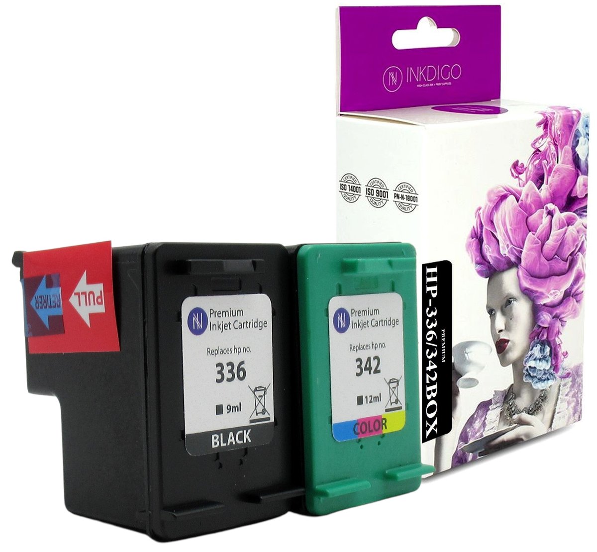 INKDIGO Tusze 336 XL & 342 XL zgodny zestaw do HP Deskjet 5442 6304 Czarny + Kolor
