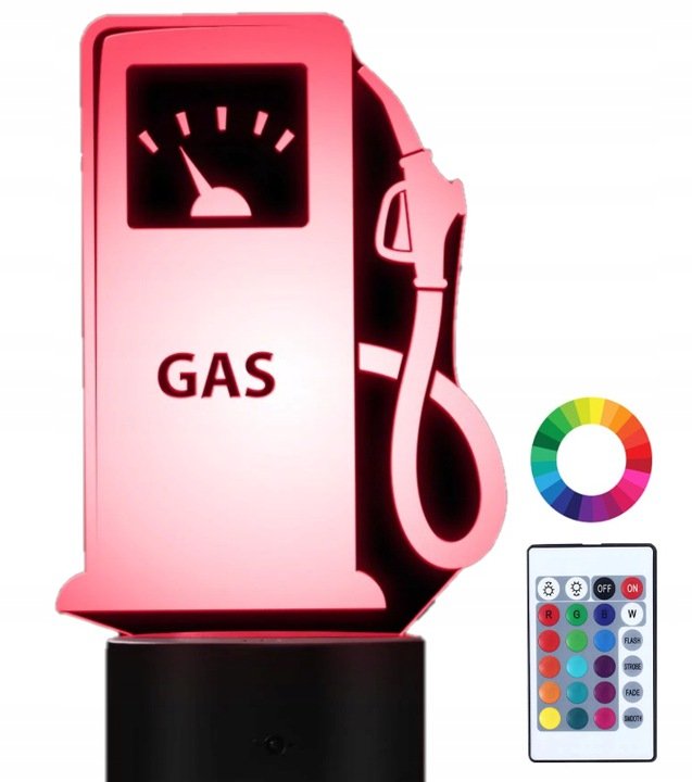 Lampka Nocna 3D Led Stacja Benzynowa Paliwo Grawer
