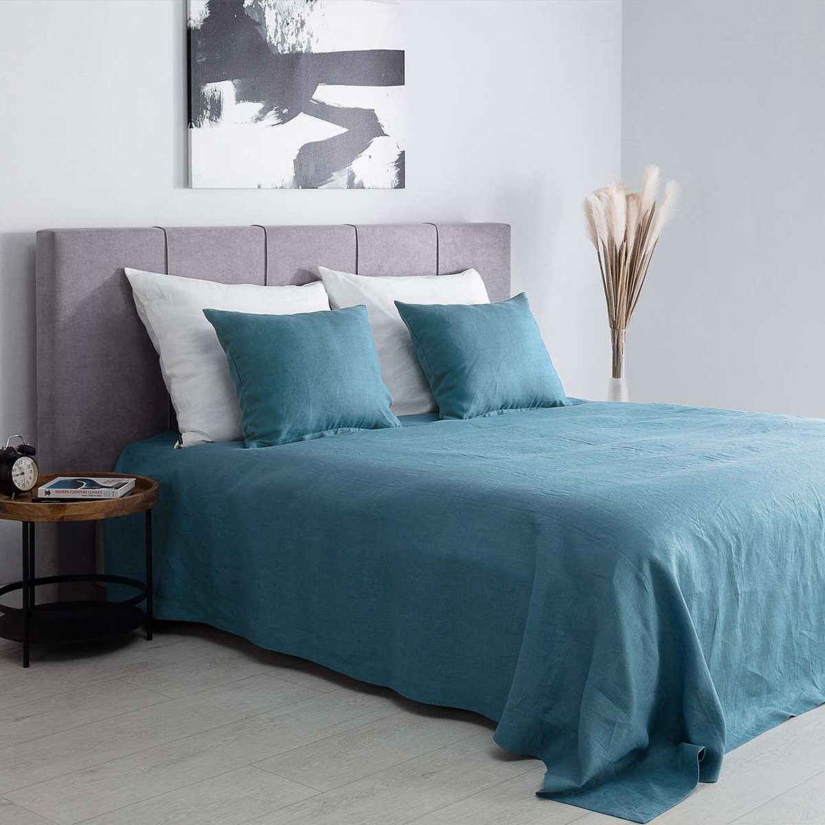Narzuta na łóżko 260x260 Linen grey-blue