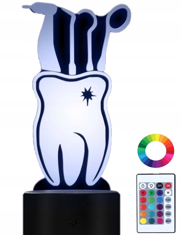 Lampka Nocna 3D Led Dentysta Stomatolog Ząb Grawer
