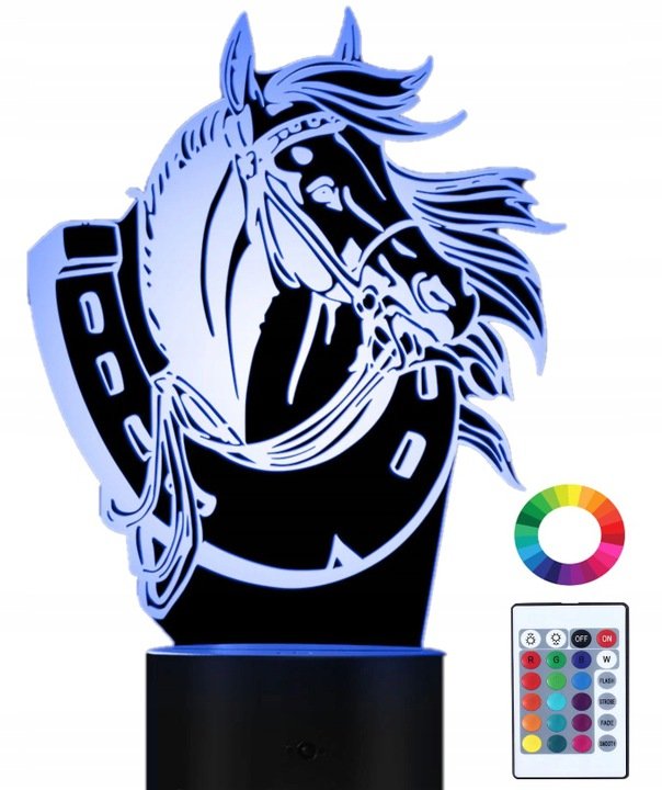 Lampka Nocna 3D Led Stadnina Koń Klub Jeździecki Grawer