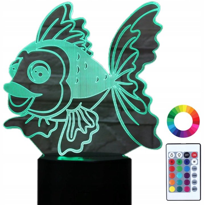 Lampka Nocna Z Imieniem 3D Led Złota Rybka Grawer