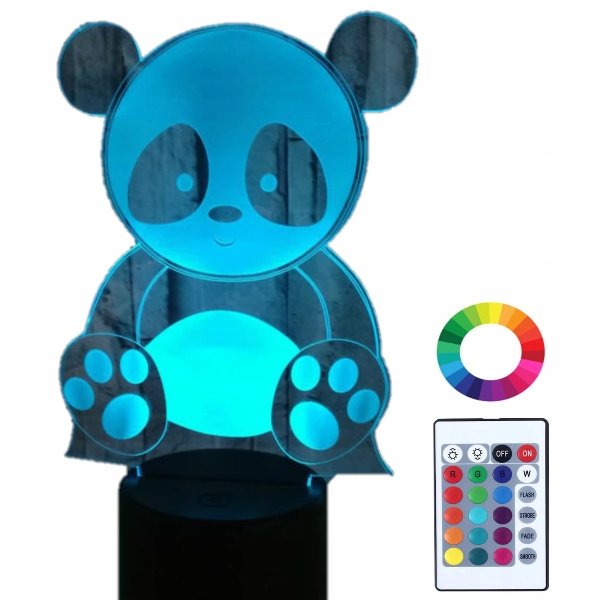 Lampka Nocna 3D Led Miś Panda Grawer Imię Prezent