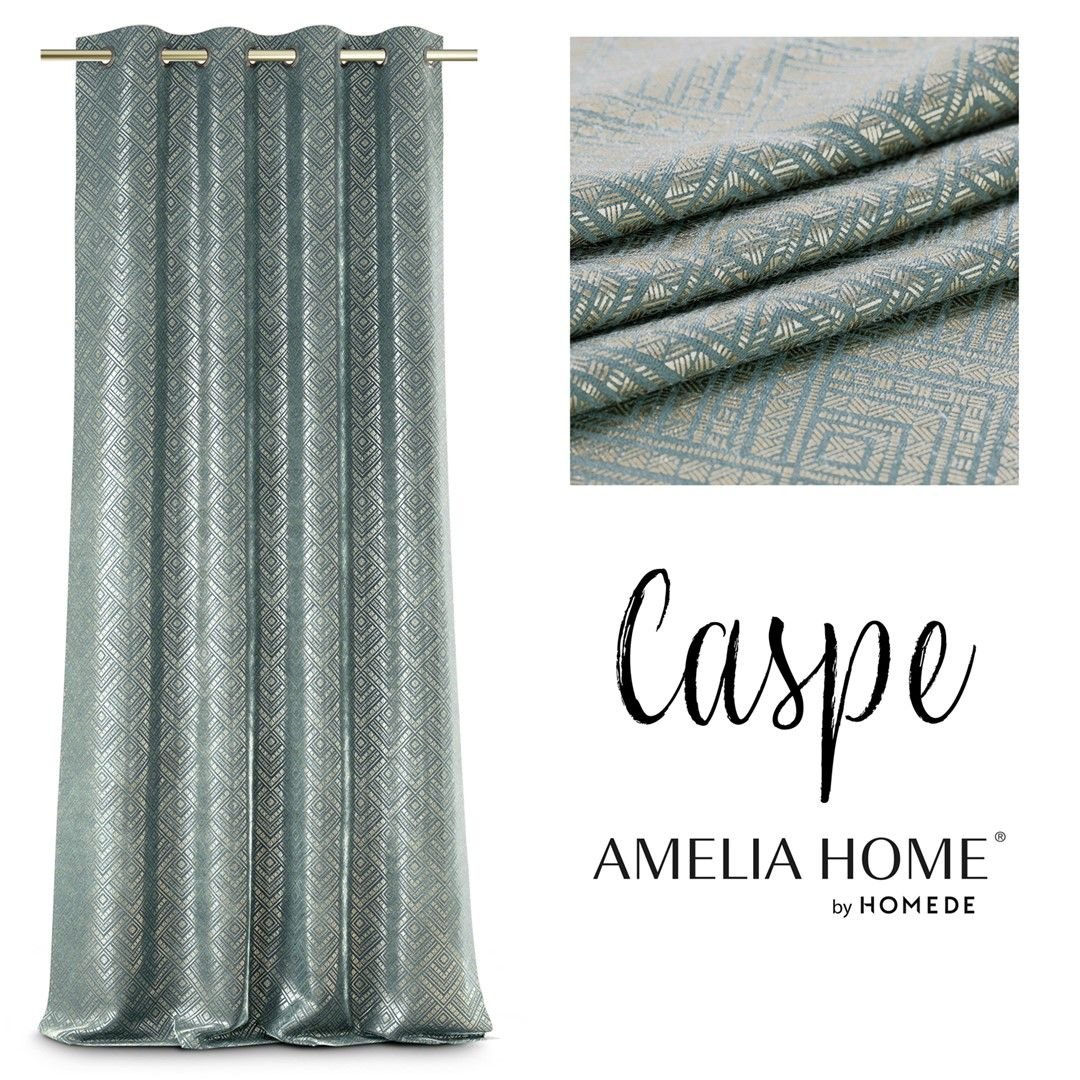 Ameliahome Zasłona Na Przelotkach Caspe2 140X250 Szarozielona