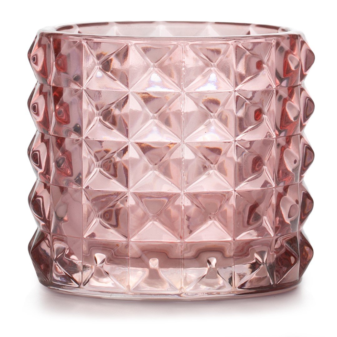 Świecznik MALAGA kolor pudrowy róż styl glamour ameliahome - CANDLEHOLDER/AH/MALAGA/POWDERPINK/9,5X8,8