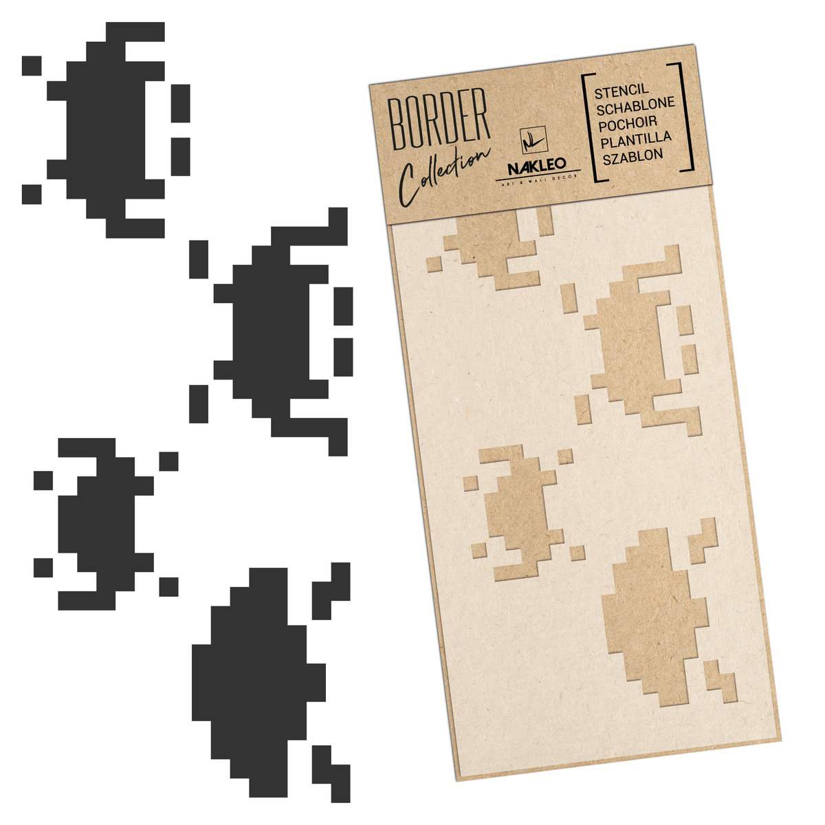 szablon malarski border - bordiura // SPACE INVADERS - Rozmiar M (21x45 cm)