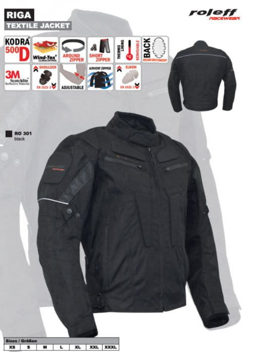 Roleff RACEWEAR Kurtka motocyklowa Riga RO 301, czarna, XL, 3015 RO 301