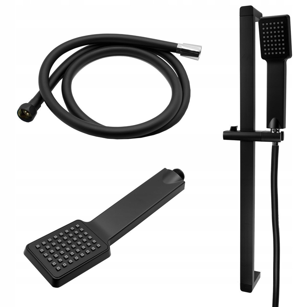 Zn3 Czarny Zestaw Prysznicowy Natryskowy Drążek