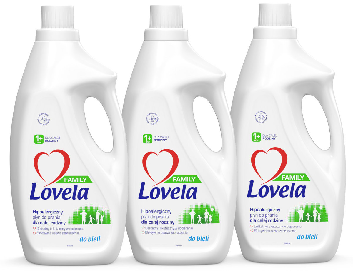 Lovela Family, Zestaw Płyn Do Prania Białe Hipoalergiczny 3 x 1,85L (84 Prania)