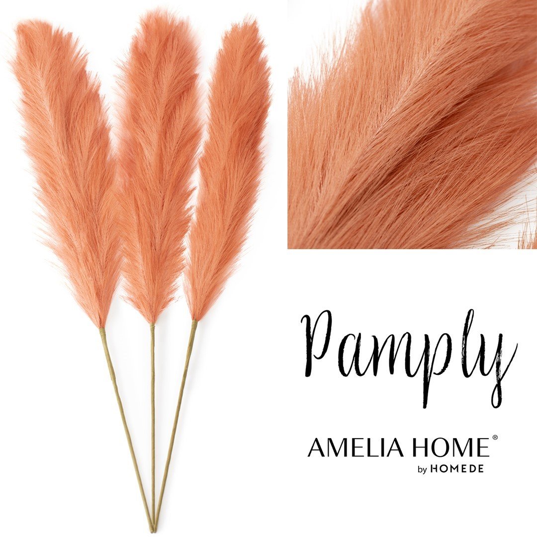 Sztuczny kwiat PAMPLY kolor koralowy ameliahome - PAMPAS/AH/PAMPLY/PEACH/110CM/3PCS