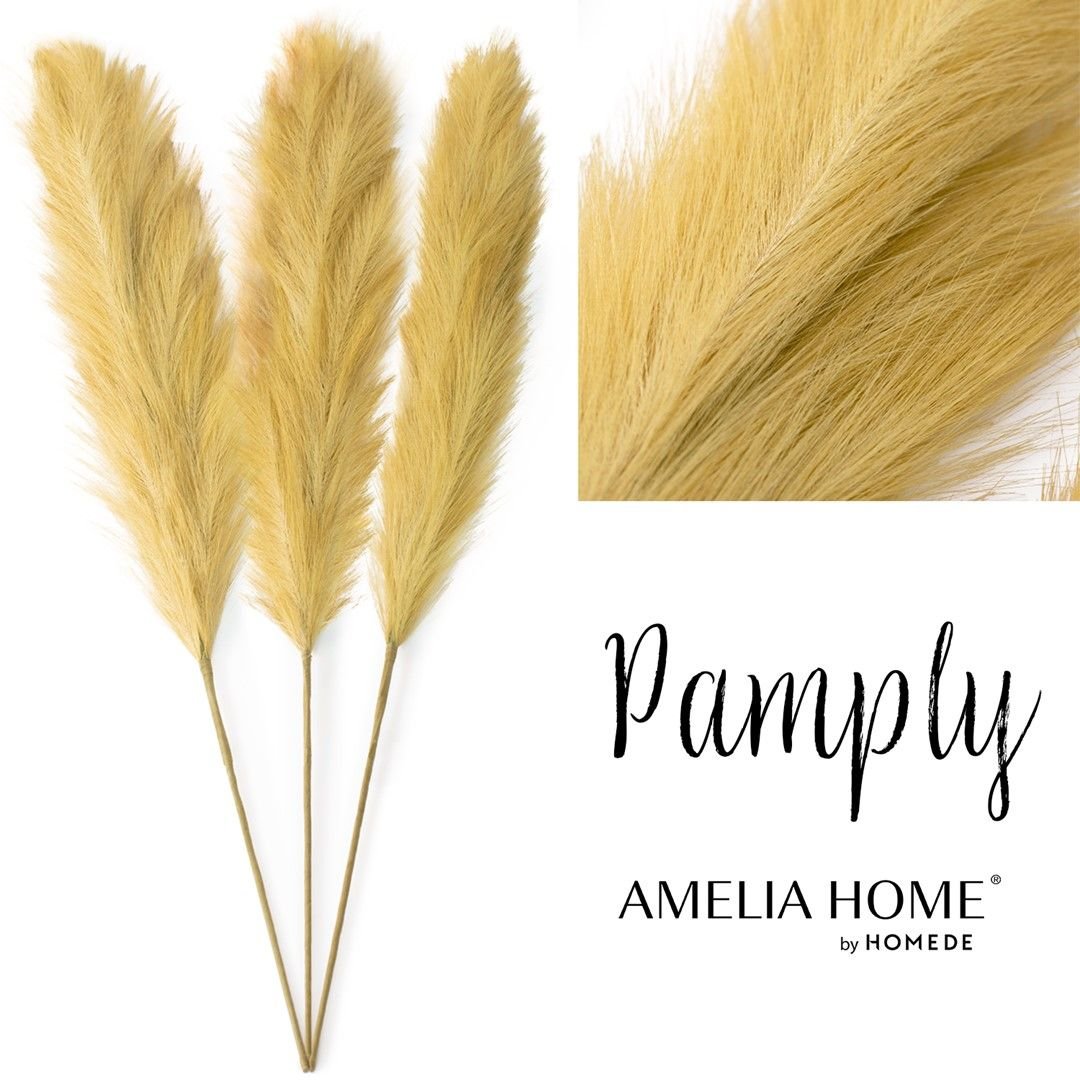 Sztuczny kwiat PAMPLY kolor musztardowy ameliahome - PAMPAS/AH/PAMPLY/HONEY/110CM/3PCS