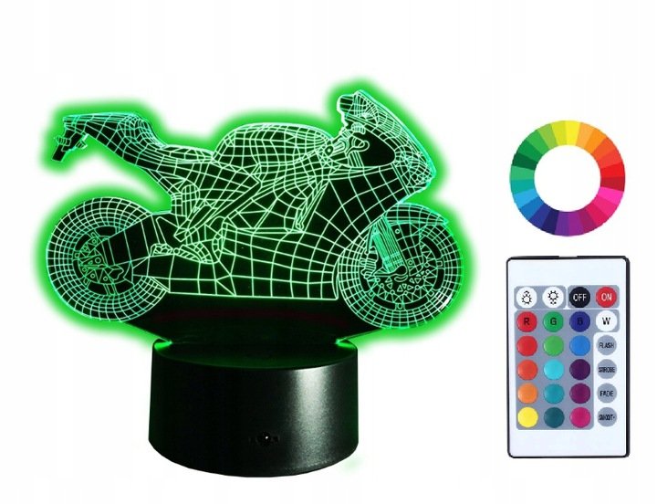 Lampka Nocna z Imieniem MOTOR MOTOCYKL 3D Grawer
