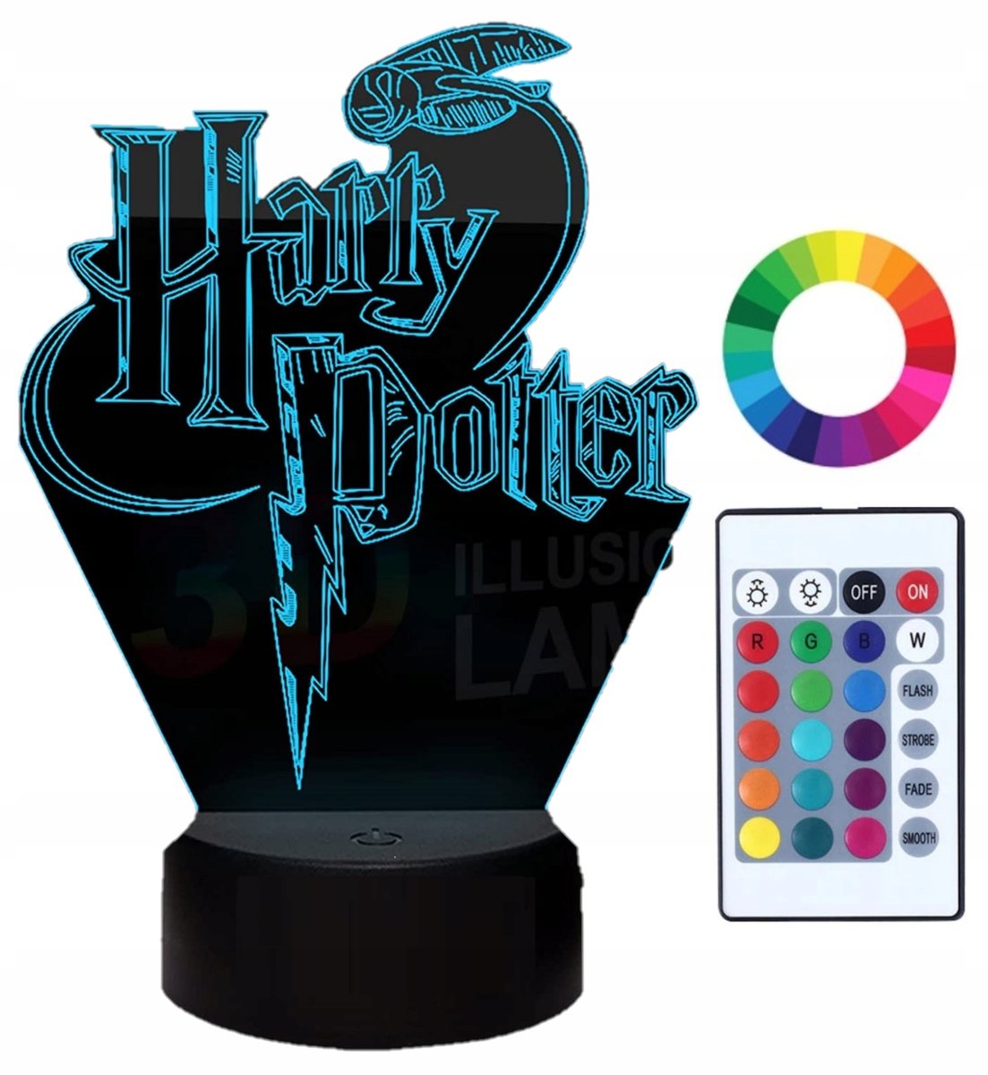 Lampka Nocna 3D Led Harry Potter Imię Grawer