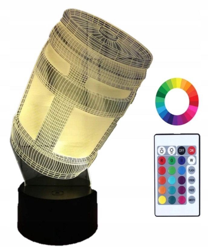 Lampka Nocna 3D LED Beczka Imię Grawer Prezent