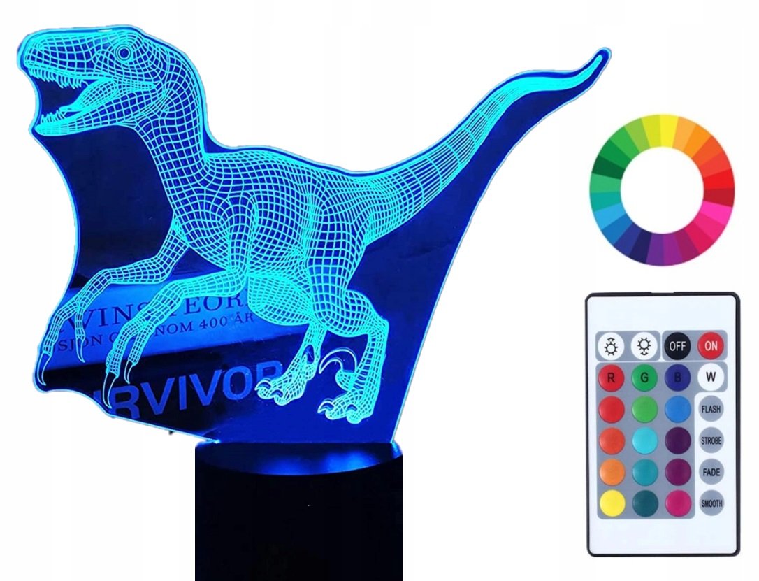 Lampka Nocna 3D LED Park Jurajski Grawer Plexido