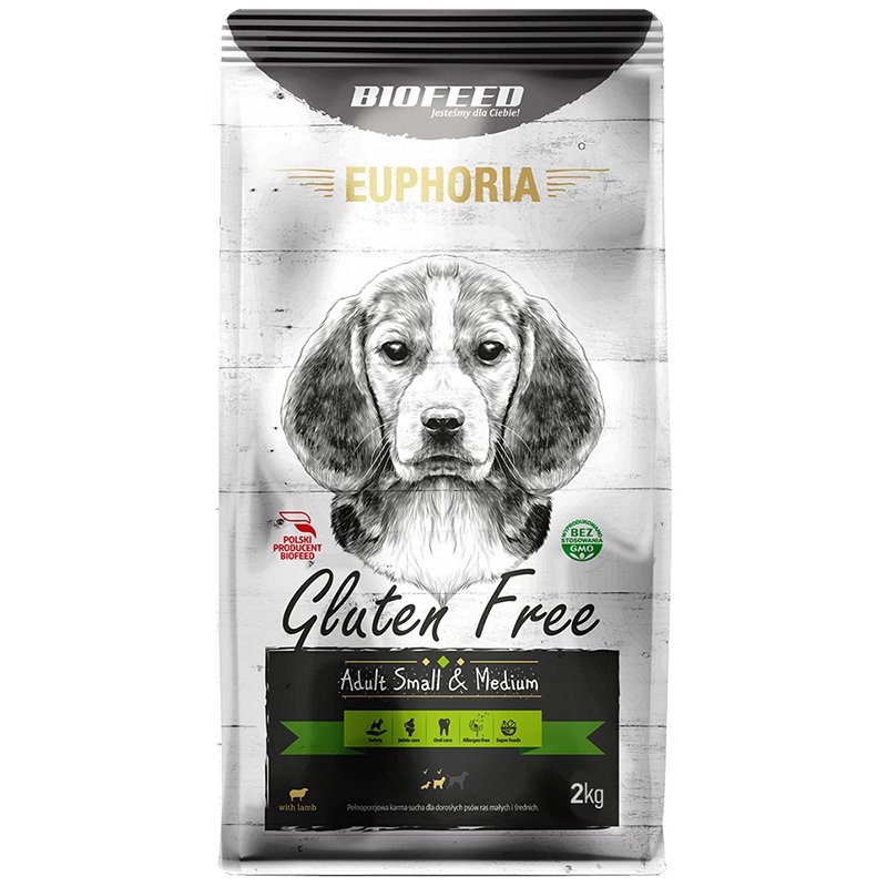 BIOFEED EUPHORIA Gluten Free Small & Medium Breeds karma dla psów małych i średnich ras z jagnięciną 2kg