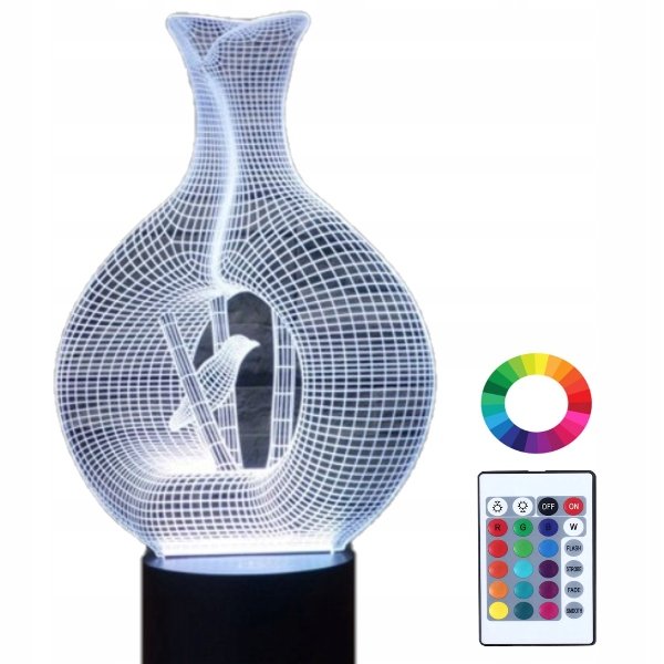 Lampka Nocna LED 3D Led Wazon Dekoracja Grawer