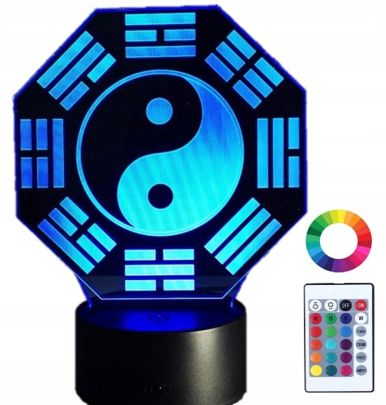 Lampka Nocna LED 3D Yin Yang Znak Równowaga