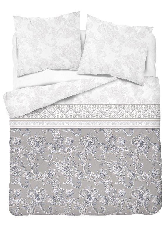 Pościel flanelowa 160x200 Paisley szara biała 4032