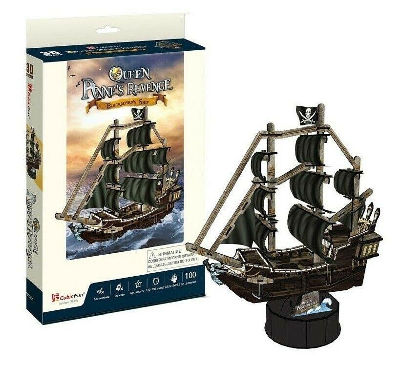 Puzzle 3D Okręt piracki Zemsta Królowej Anny 100el - Cubic Fun