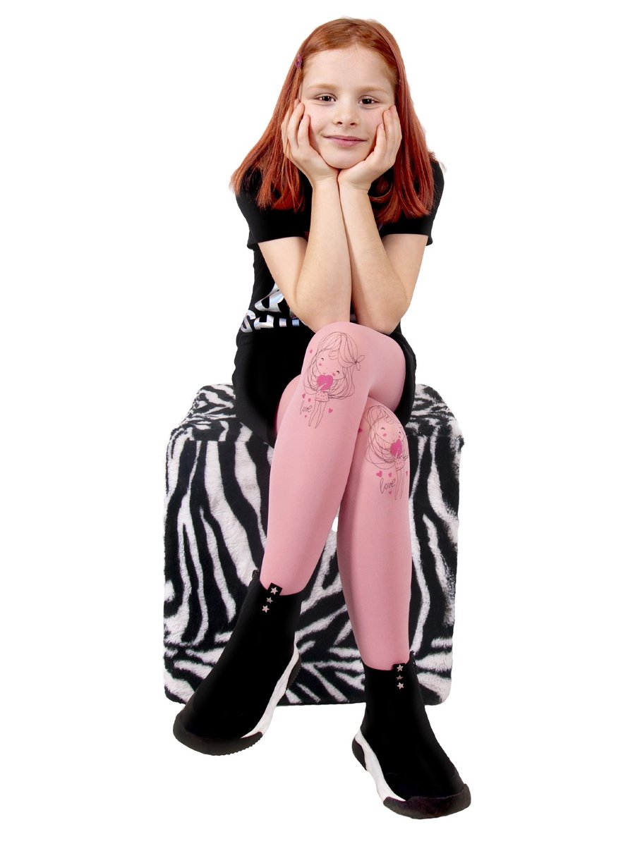 Rajstopy dziecięce, mikrofibra wrzosowe z dziewczynką 40 DEN, 92-98