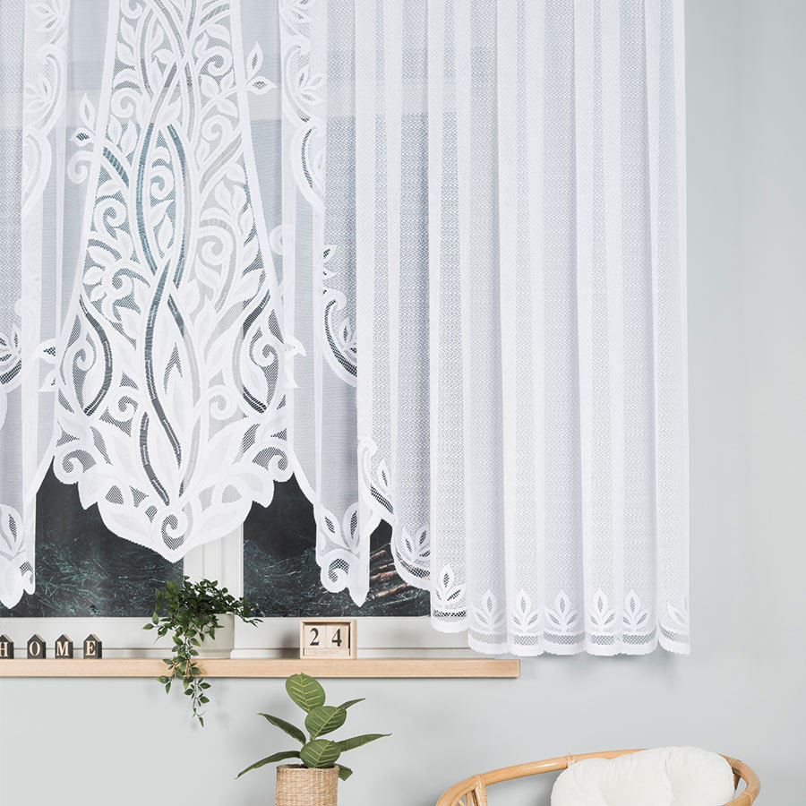 Firanka żakardowa konfekcjonowana, 160x500cm, kolor biały POLA