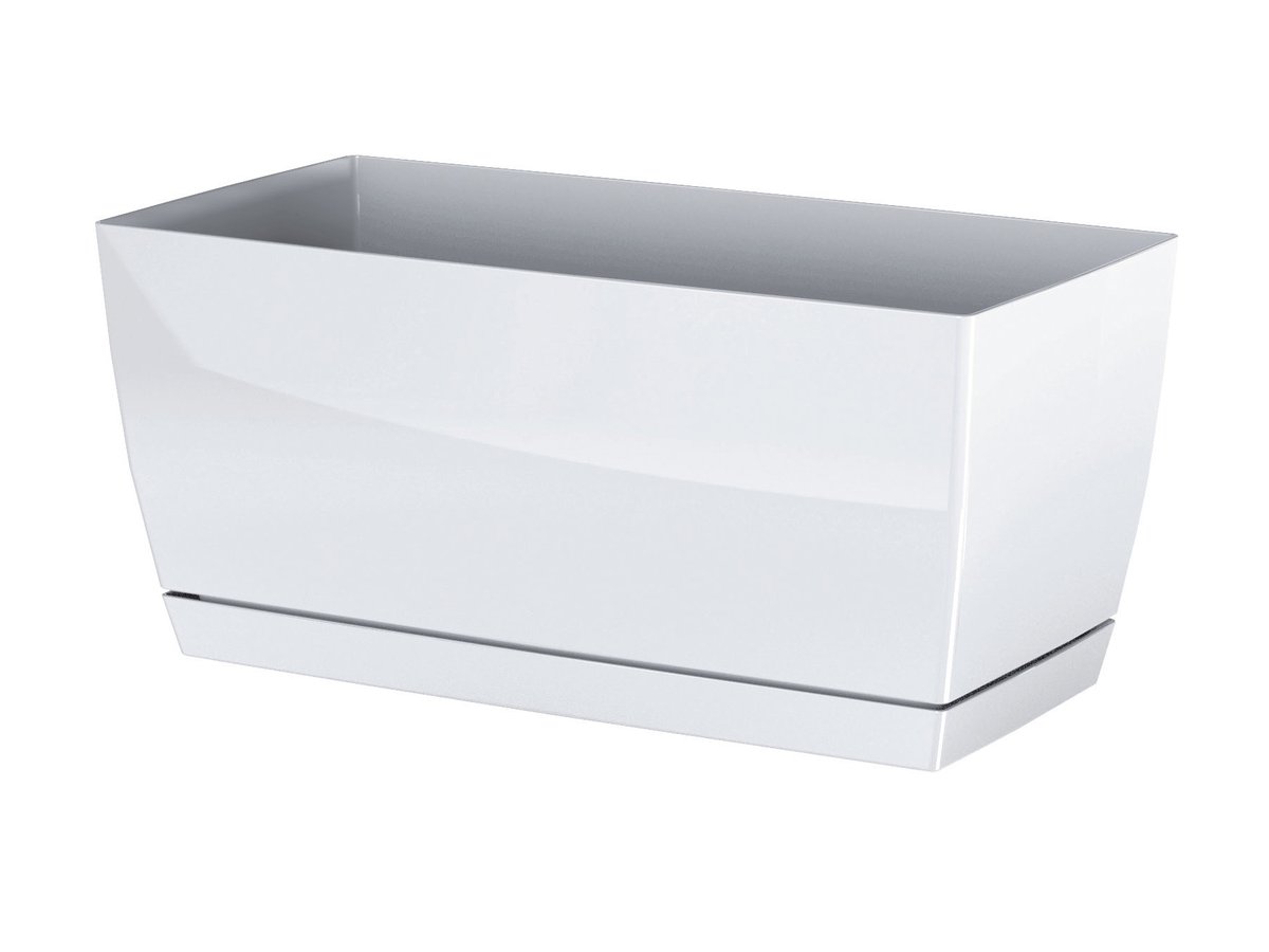 Prosperplast COUBI Doniczek z miską 29x14,2x13,6cm biały DUPP300