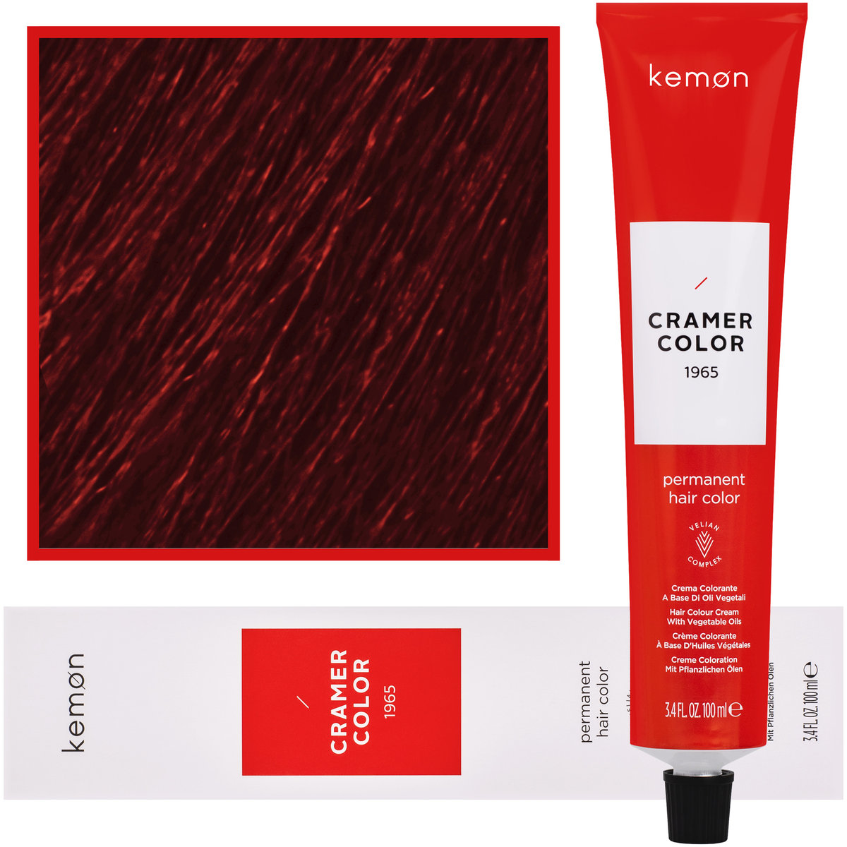 Kemon, Cramer Color, Kremowa farba do włosów z olejkami roślinnymi 7,55 Głęboki Czerwony Blond, 100 ml