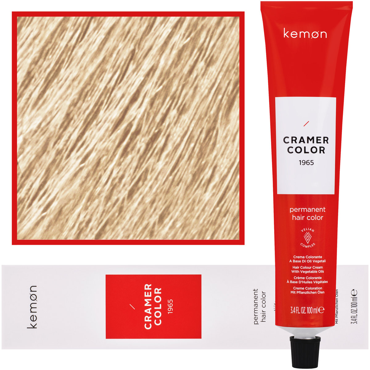 Kemon, Cramer Color, Kremowa farba do włosów z olejkami roślinnymi 123 Beżowy Złoty Super Rozjaśniacz, 100 ml