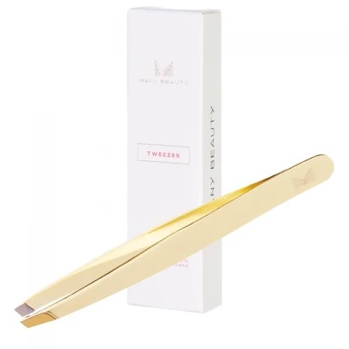 Manybeauty, Uniwersalna pęseta kosmetyczna ze ściętą końcówką, Złoty