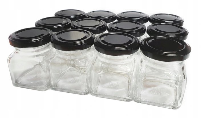 Słoiki Na Przyprawy 120Ml 12Szt Słoiki Zakrętki Czarne