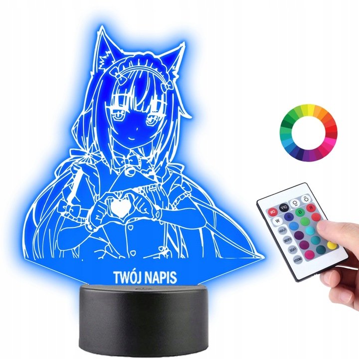 Lampka Nocna 3D Led Anime Nekopara Grawer Imię