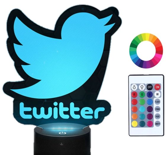 Lampka Nocna 3D LED Twitter Logo Grawer Imię