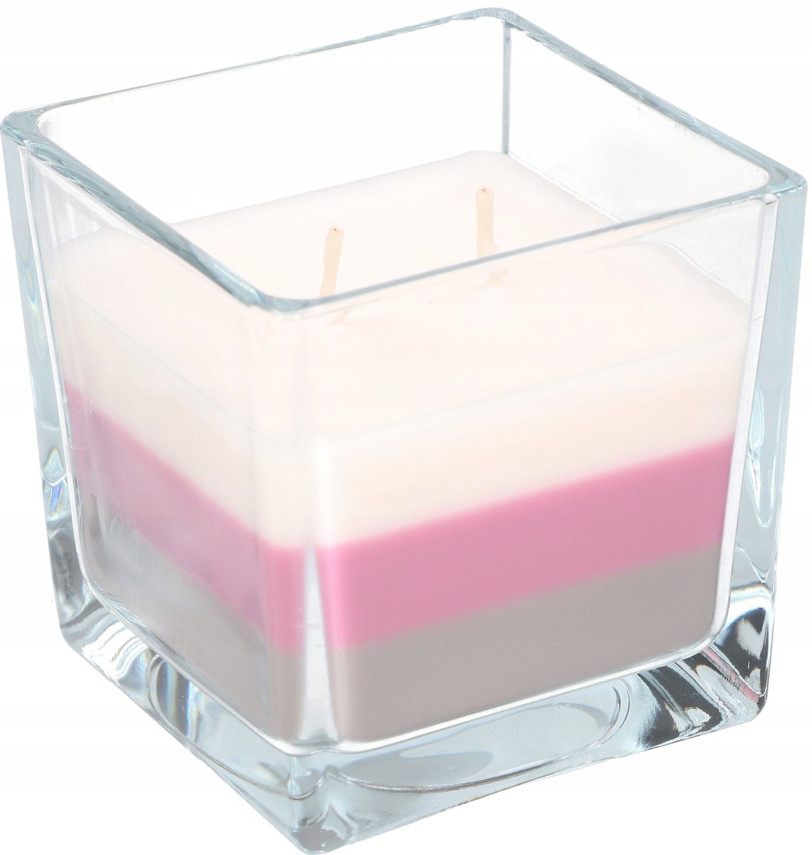 ŚWIECA ŚWIECZKA 32H TRÓJKOLOROWA ZAPACHOWA SZKLANA