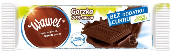 Wawel Czekolada Gorzka 70% Kakao bez dodatku cukru 30g -