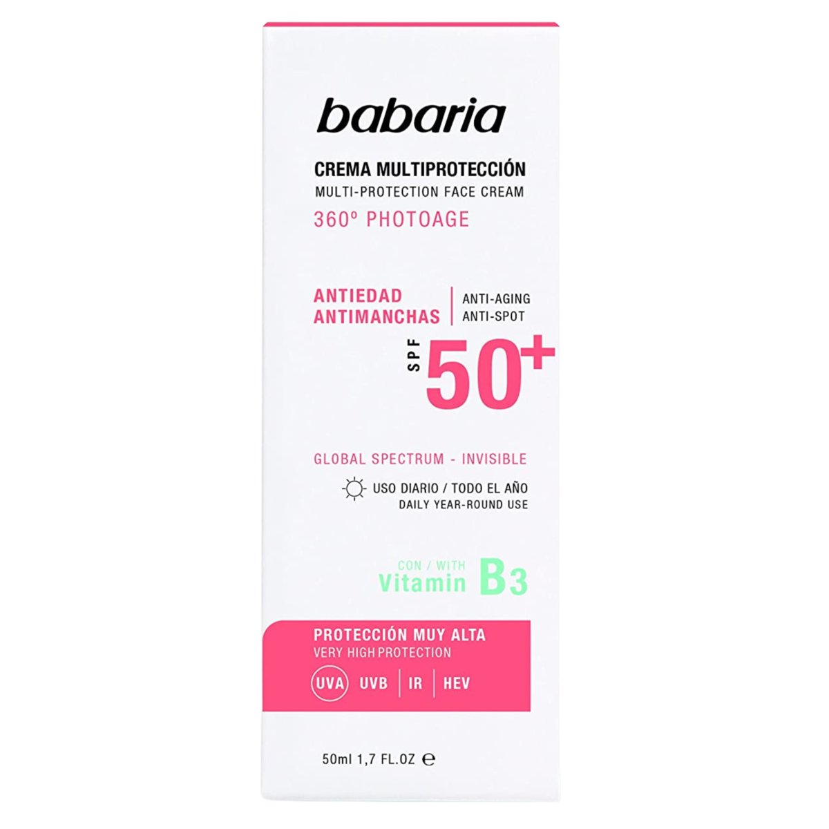 Babaria, Multi-Protection, Krem do twarzy SPF50