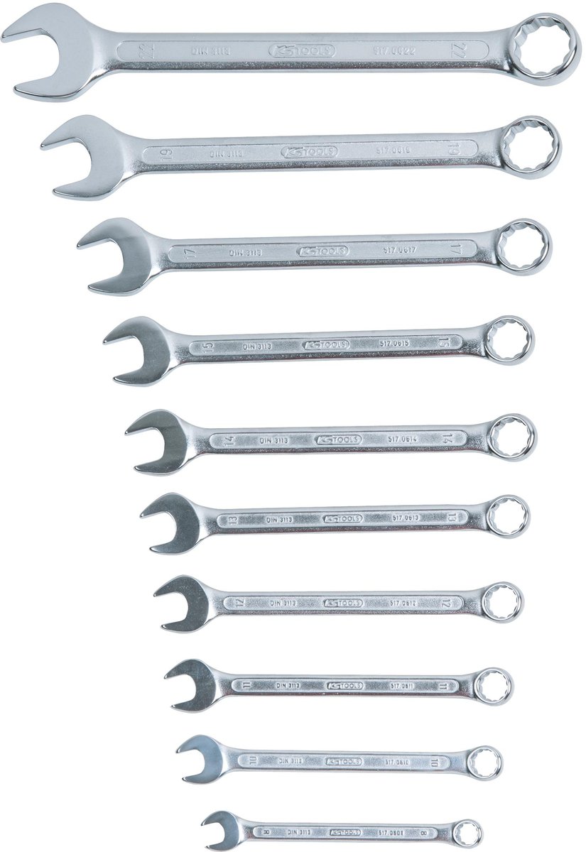 KS TOOLS Zestaw kluczy p?asko-oczkowych, z odsadzeniem, 10-szt8-22mm