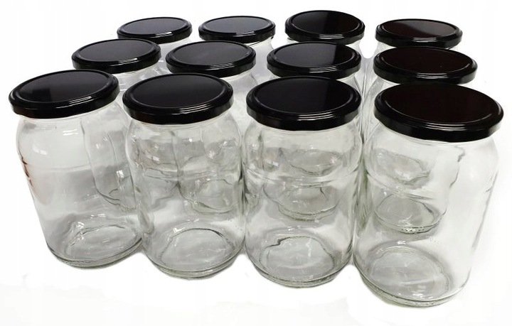 Słoik do kiszenia na przetwory słoiki na ogórki 900ml 12szt czarna nakrętka Z55