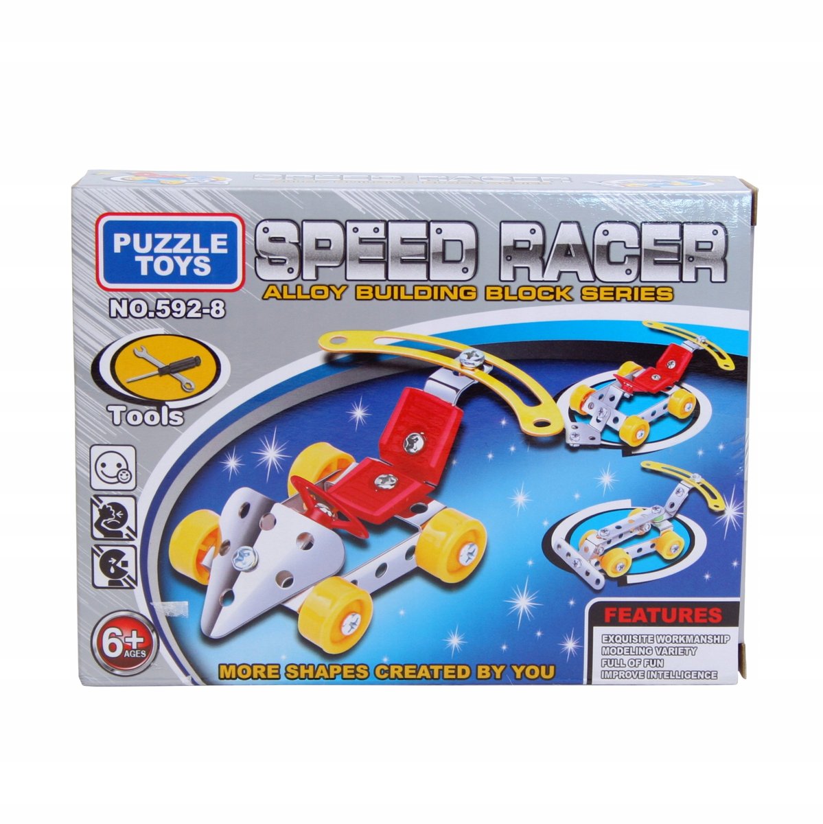 KLOCKI METALOWE konstrukcyjne PUZZLE SAMOCHÓD 3w1