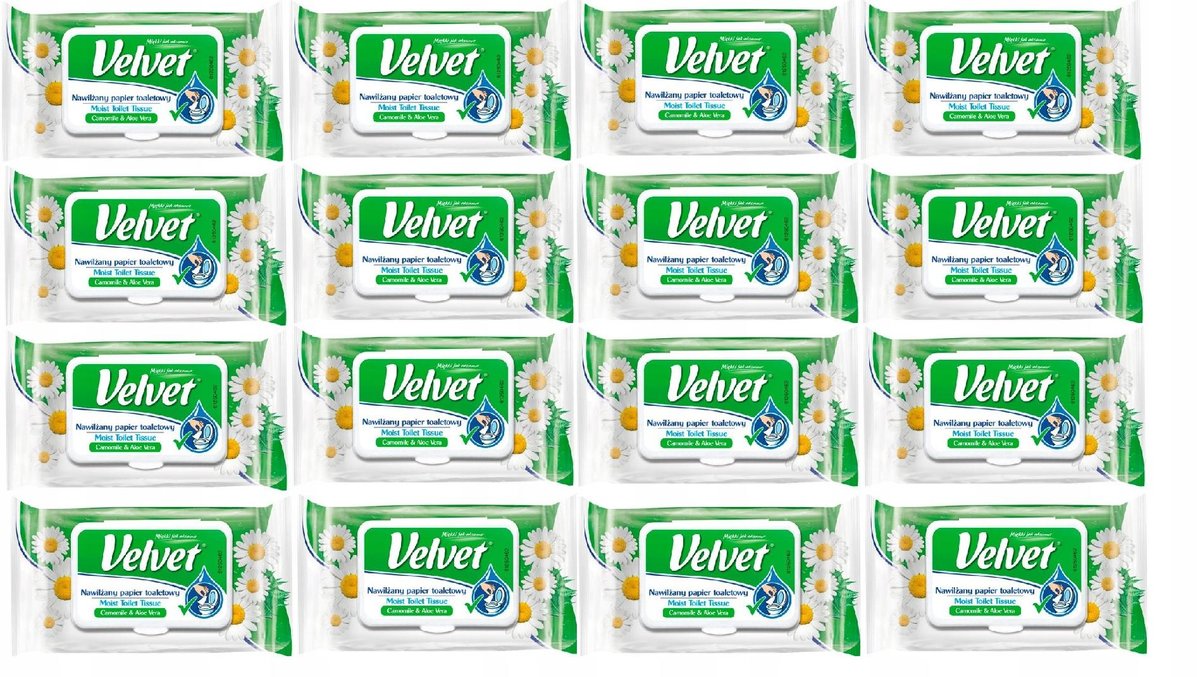 Velvet 16x Rumianek nawilżany papier toaletowy zgr