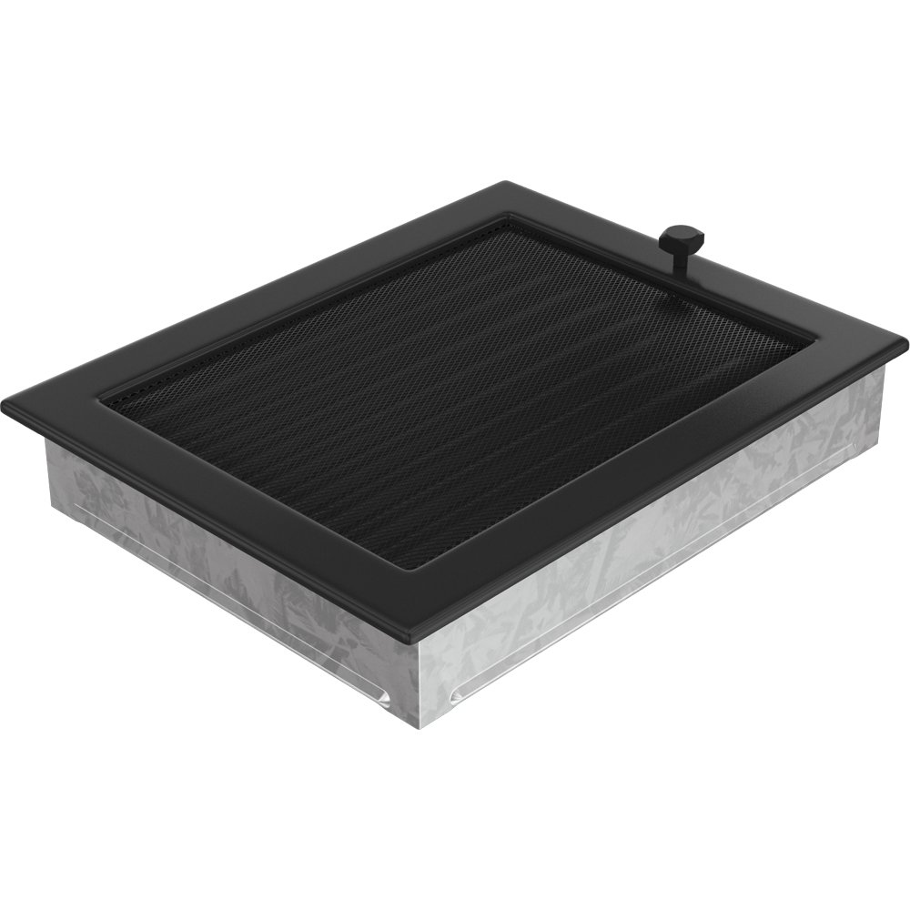 Kratki.pl KRATKA KOMINKOWA PROSTOKĄTNA CZARNA Z ŻALUZJĄ 220X300 MM 22/30CX