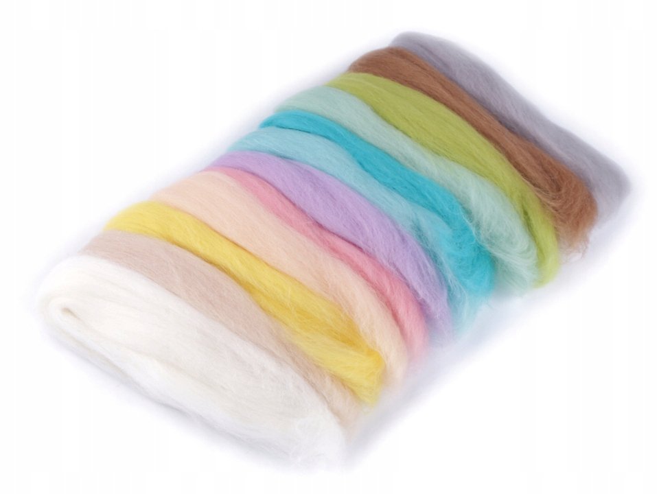Wełna Czesankowa Do Filcowania Mix Kolorów 100% Wełna Merino