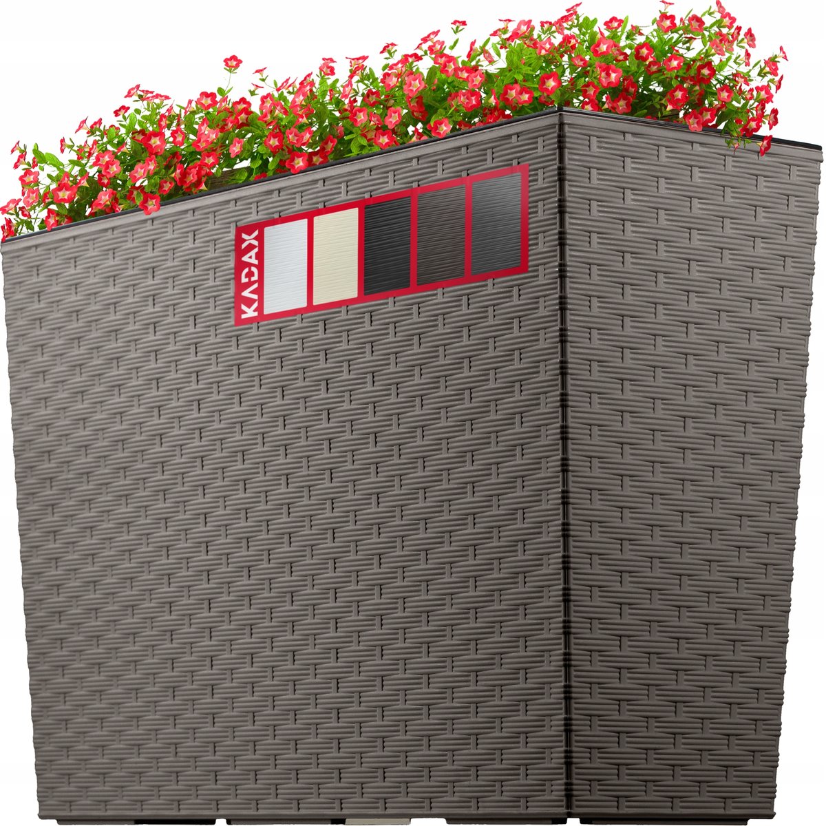 Kwietnik Donica + Wkład Rattan Mokka 19X56 Cm