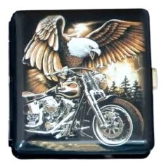 Papierośnica Metalowa Z Orłem Na Motorze/ Gentelo