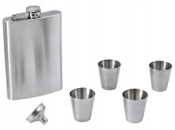 Piersiówka Srebrna Na Prezent + Kieliszki Gentelo/ Gentelo