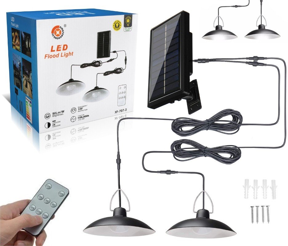 Zestaw 2 Wiszące Lampy Ogrodowe Solarne Dekoracyjne Led Żyrandol